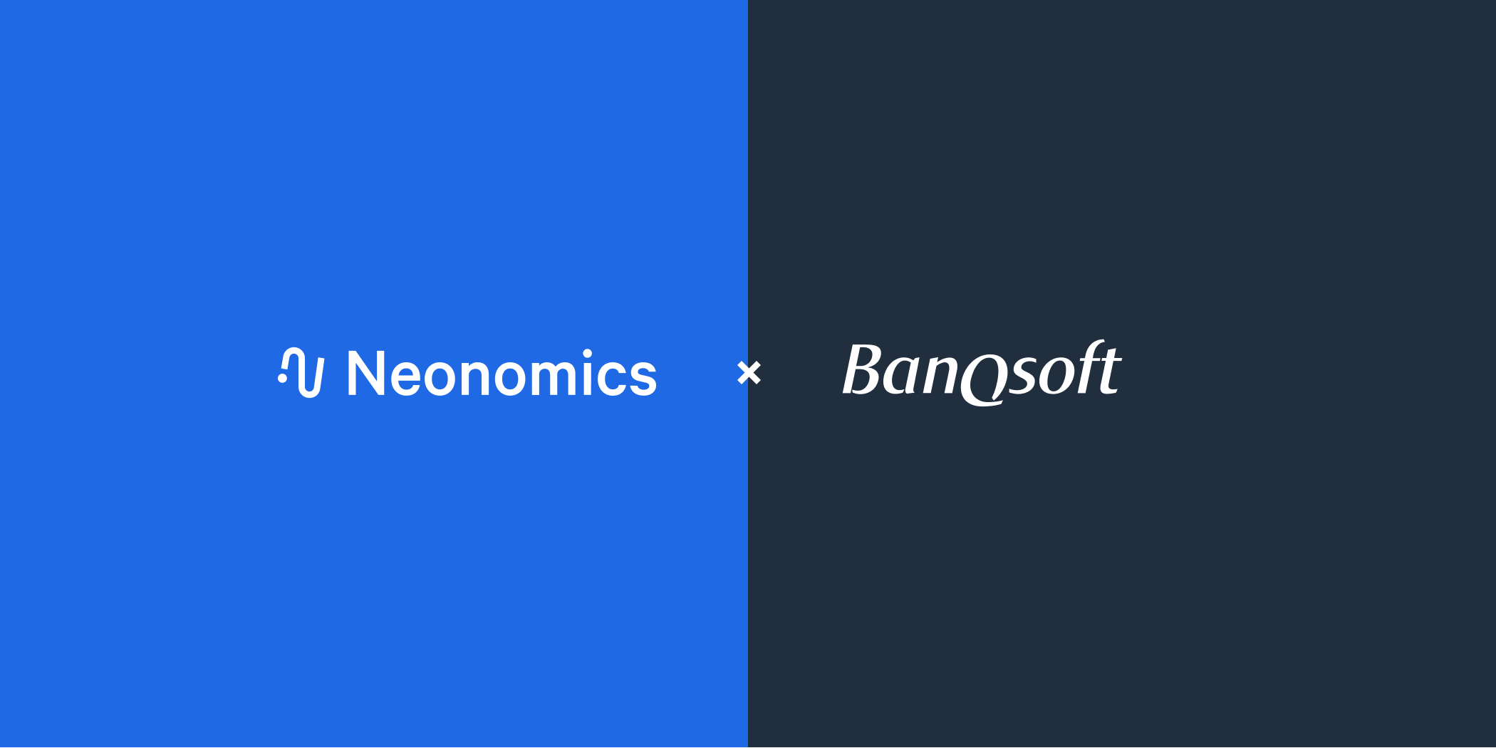 Two split-screen colors with Neonomics and Banqsoft logos