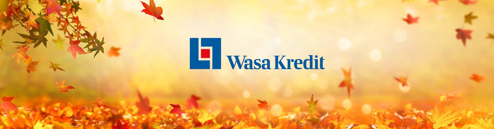 Wasa Kredit logo on a warm background with leaves